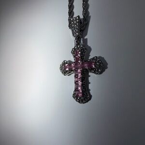 Vintage Pink Cross Necklace